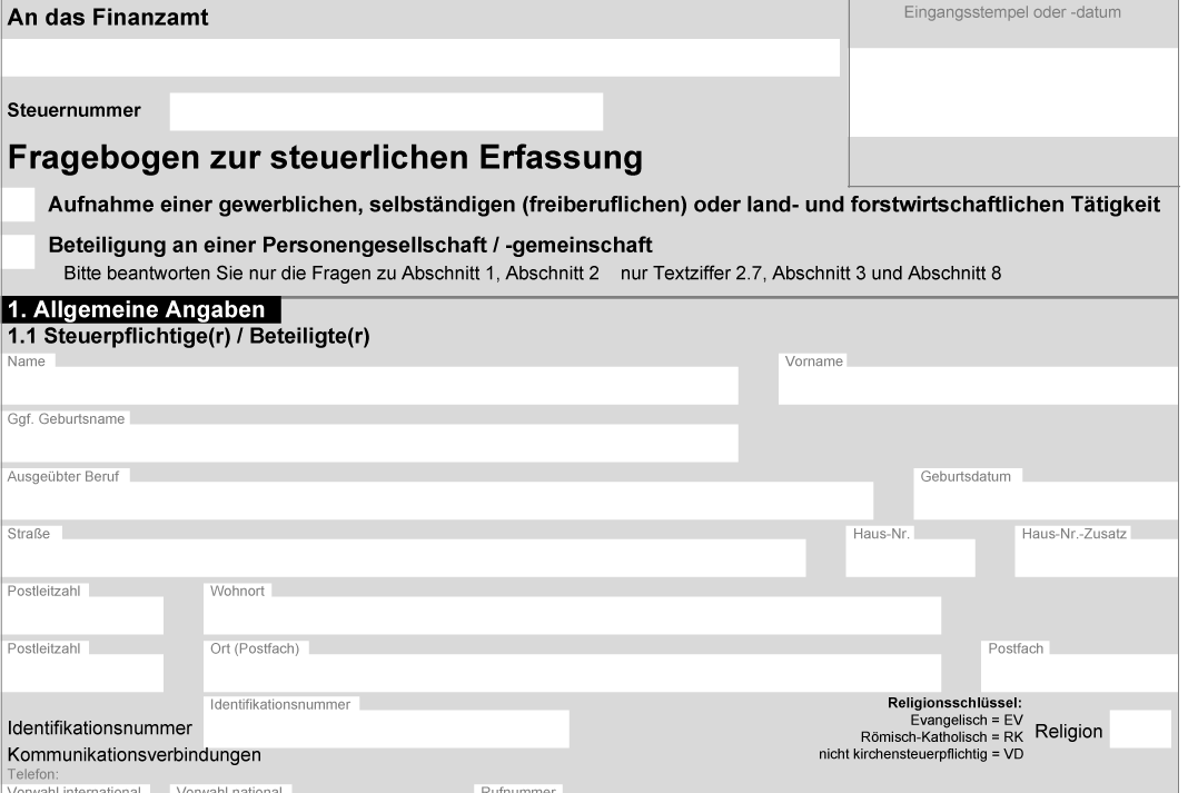 Vorlage Fragebogen Zur Steuerlichen Erfassung – YBSVOC